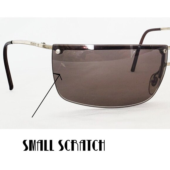 Gucci Womens GG 2653 S YB7 Vintage 90s Rectangle Semi Rimless Wrap Sunglasses - Picture 11 of 13